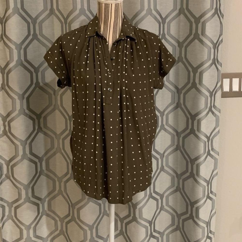 Madewell Short Sleeve Collared Polka Dot Shirt